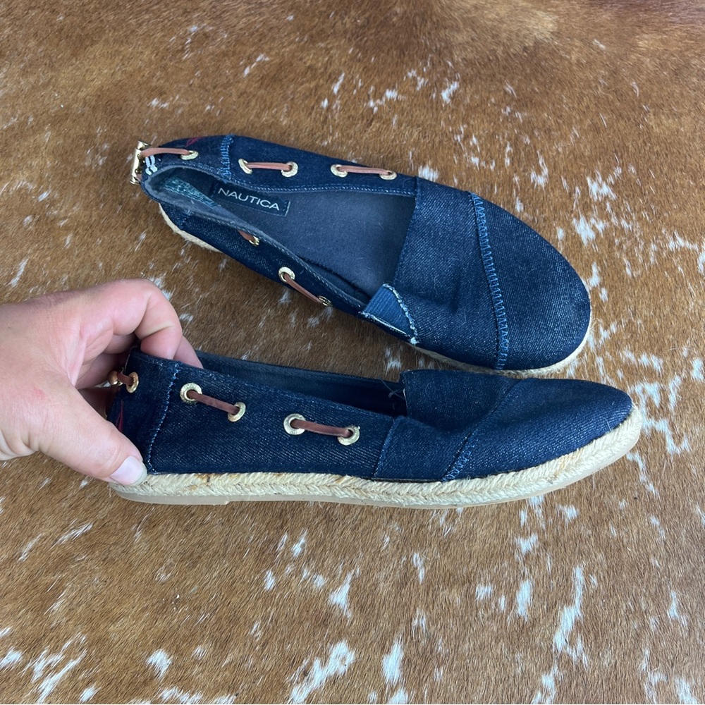 Nautica navy blue denim flat